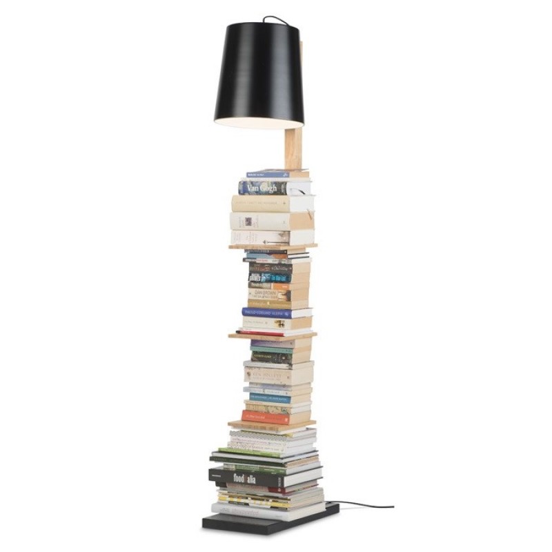 BOOKSHELF FLOOR LAMP NATURAL BLACK